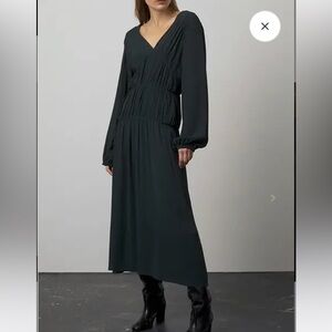 NWT CLOSED Noelle Hunter Green Dress Midi $410. Long Sleeve Size XSmall